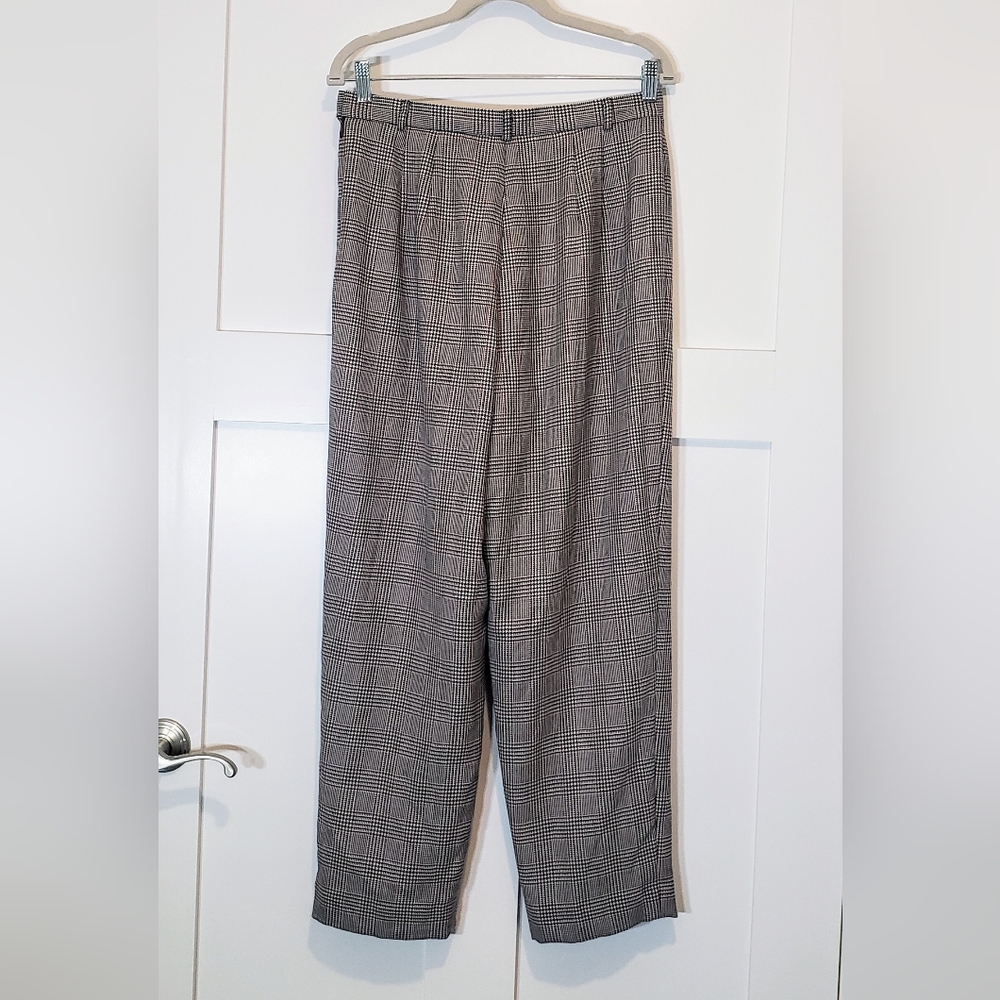 Talbots Vintage Plaid Wool Italian Fabric Trousers Pants Lined Size 12P - Picture 11 of 13